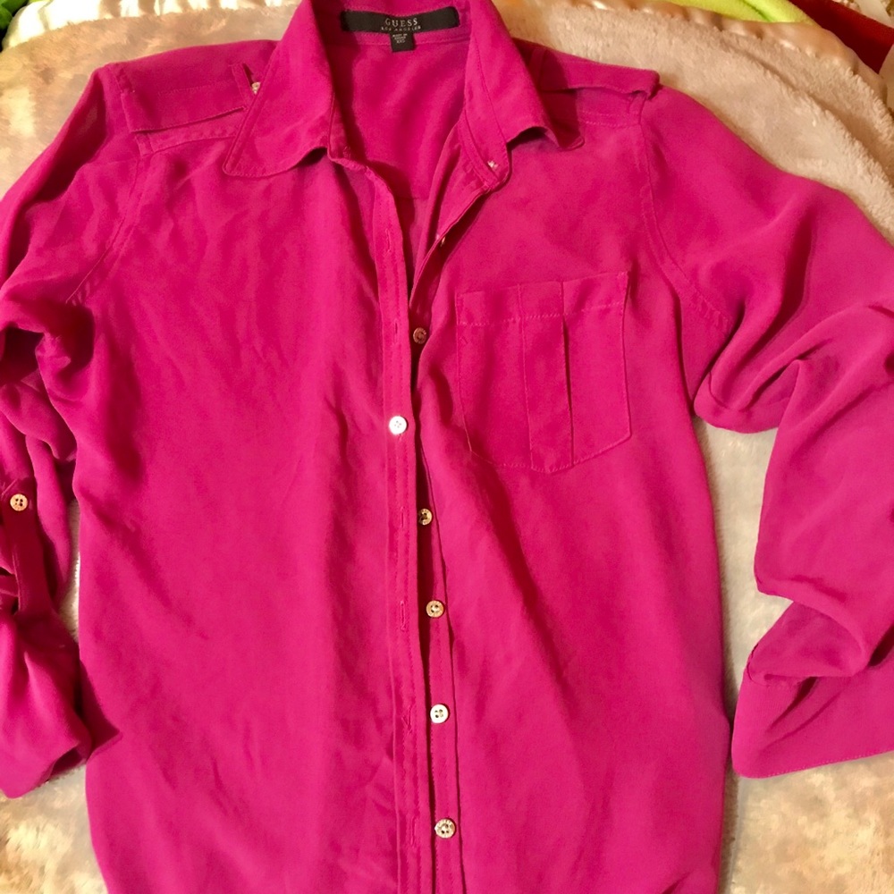 Guess Fuchsia Button up Blouse